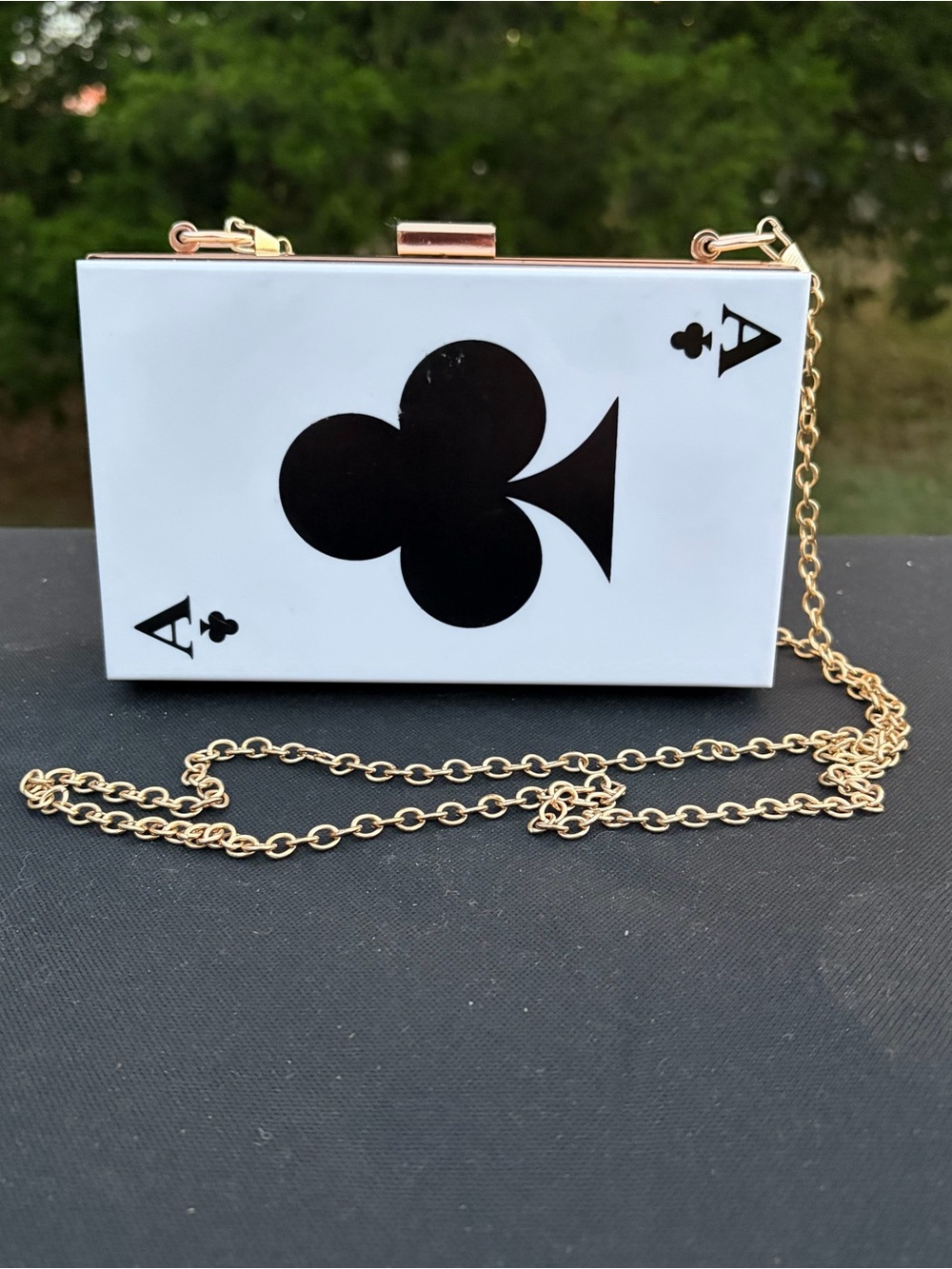 Ace of Clubs Acrylic Clutch Bag Casino Novelty Hard Box Purse Kitsch Y2K